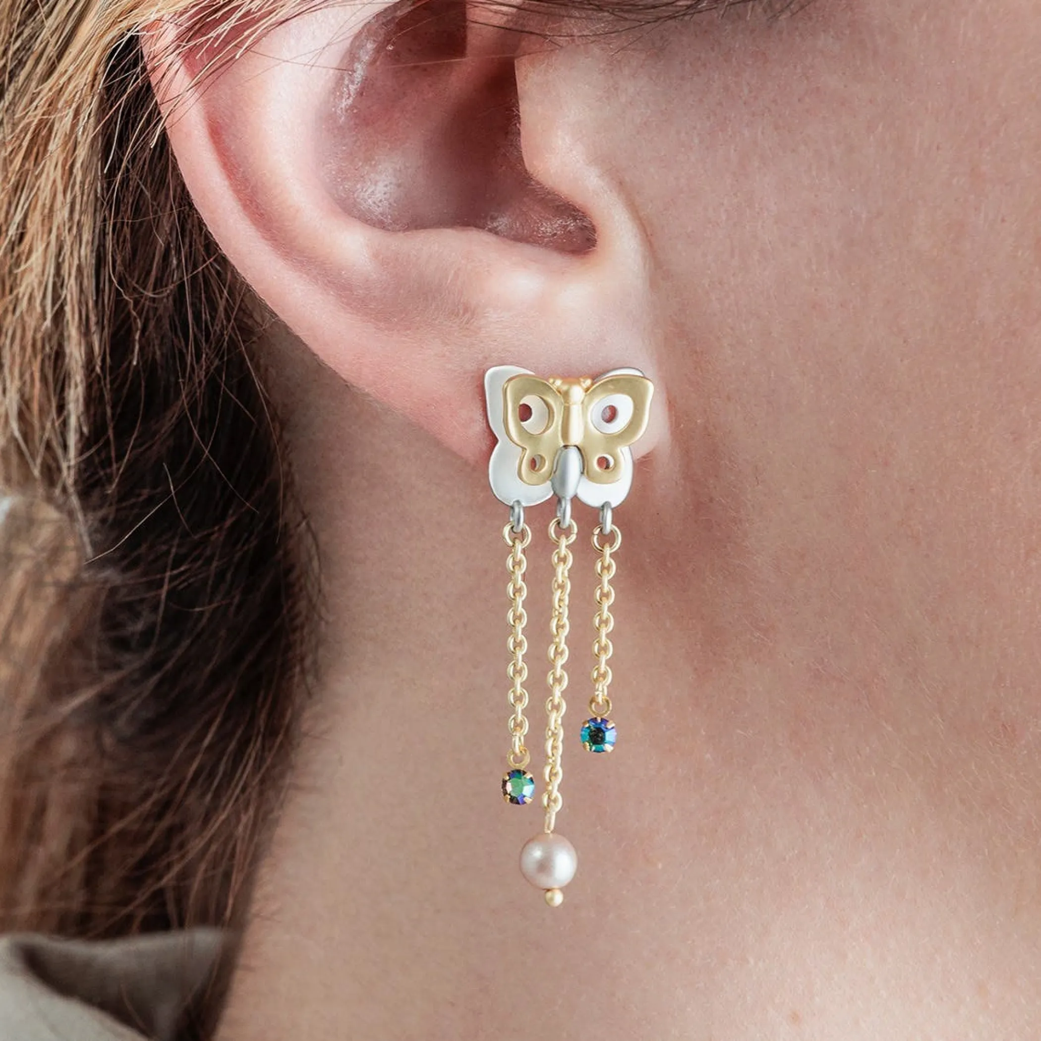 THUN Orecchini chunky con farfalla e catenine* Orecchini