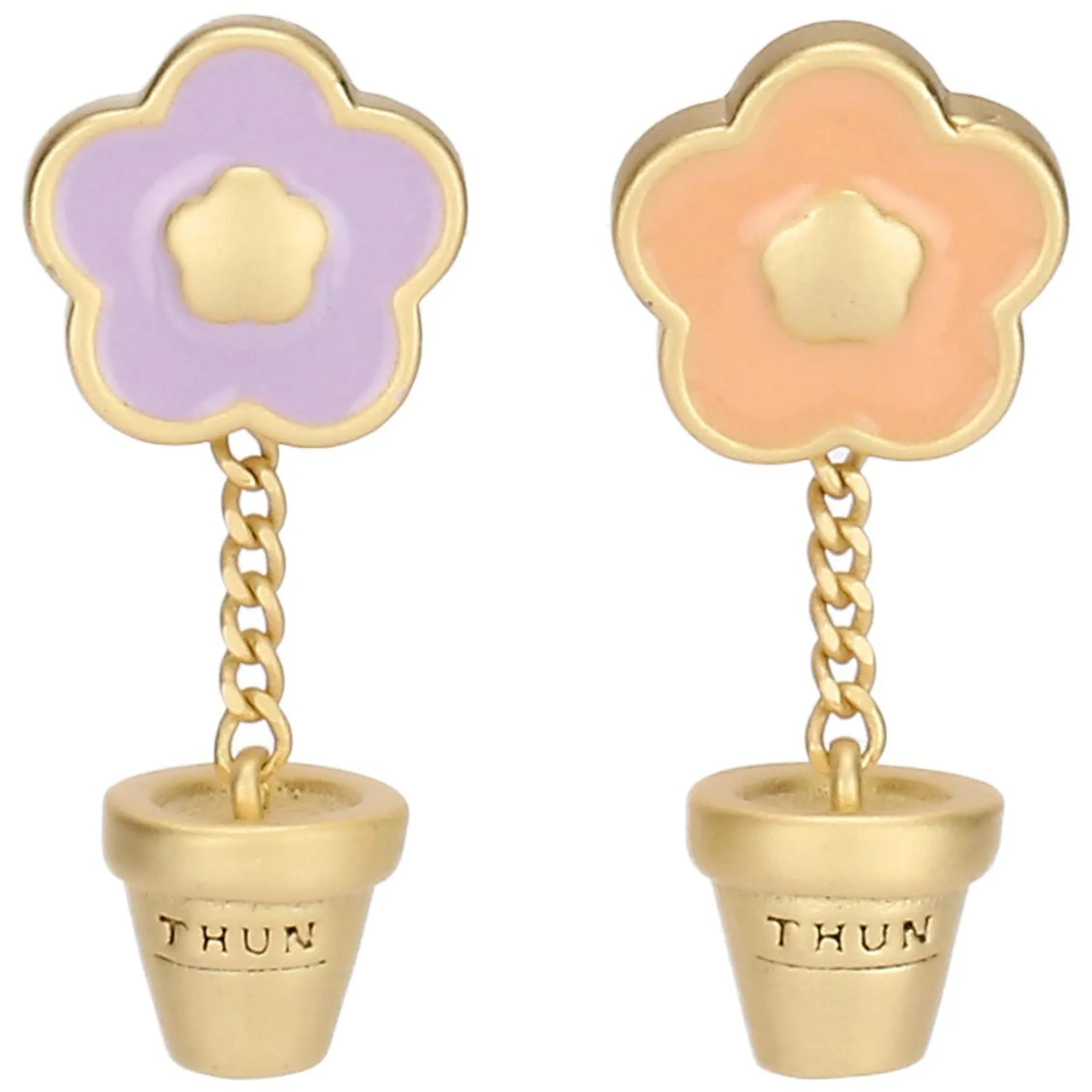 THUN Orecchini pendenti vaso con fiore smaltato* Orecchini