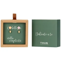 THUN Orecchini pendenti vaso con fiore smaltato* Orecchini
