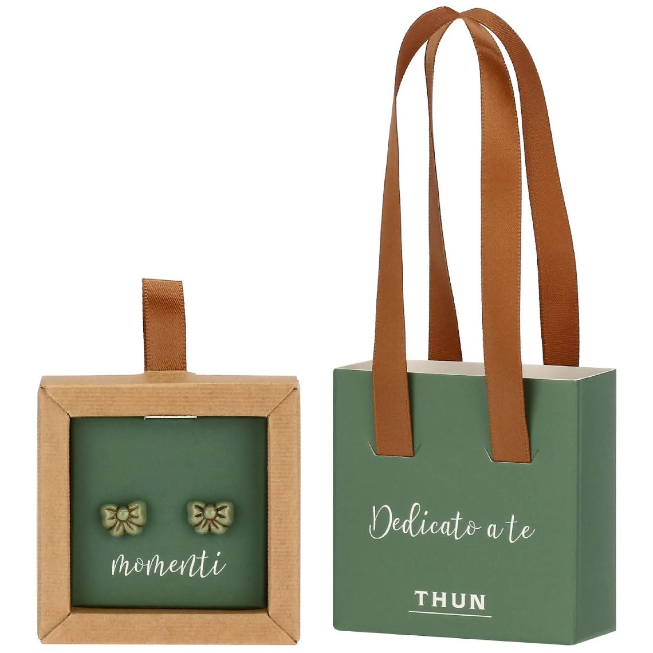 THUN Orecchini pin con fiocco verde* Orecchini