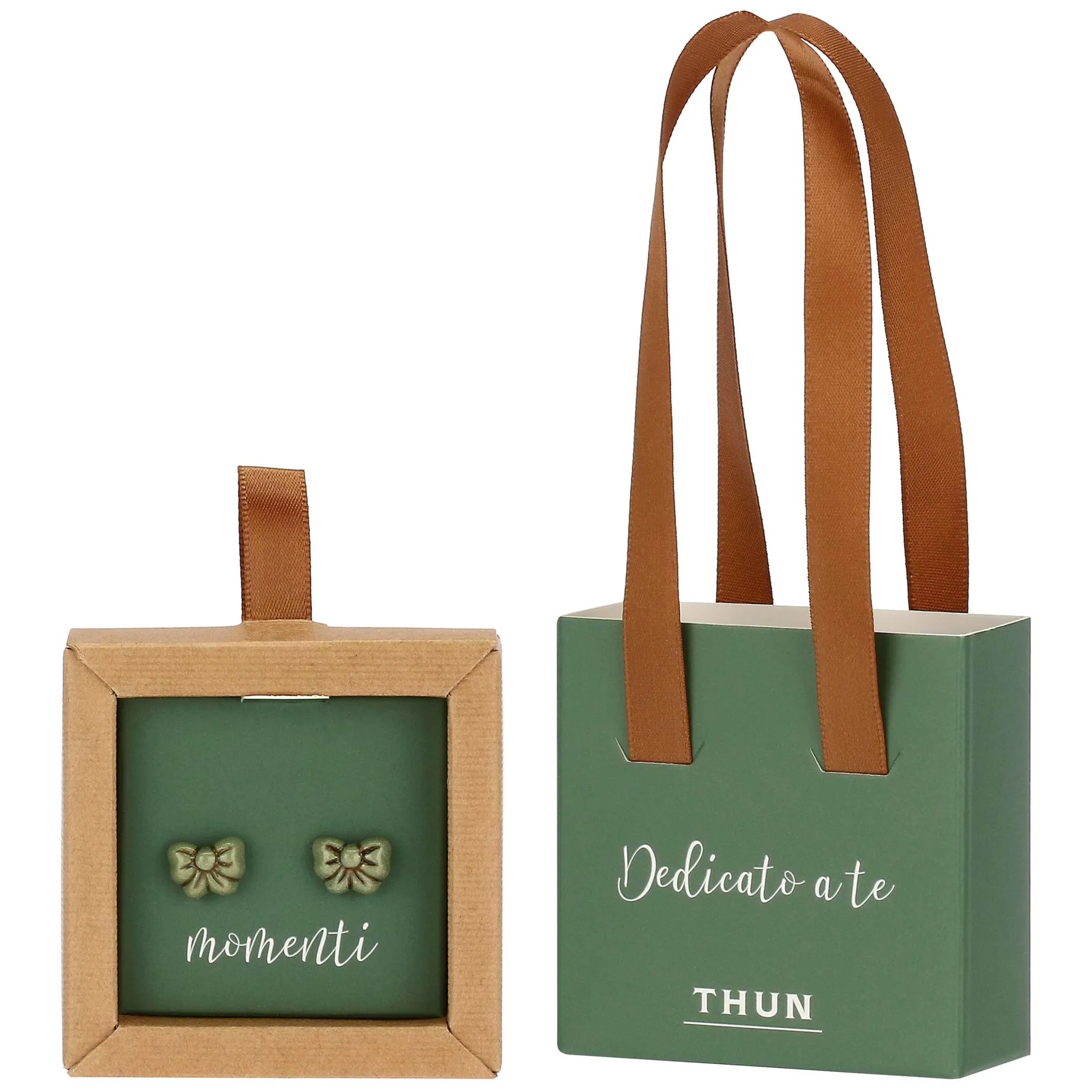 THUN Orecchini pin con fiocco verde* Orecchini