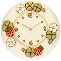 THUN Orologio da parete con fiori, coccinelle e quadrifogli portafortuna grande* Country|Orologi