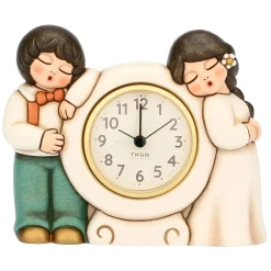THUN Orologio da tavolo con sposini in ceramica* Bomboniere Anniversario|Bomboniere Matrimonio