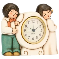 THUN Orologio da tavolo con sposini in ceramica* Bomboniere Anniversario|Bomboniere Matrimonio