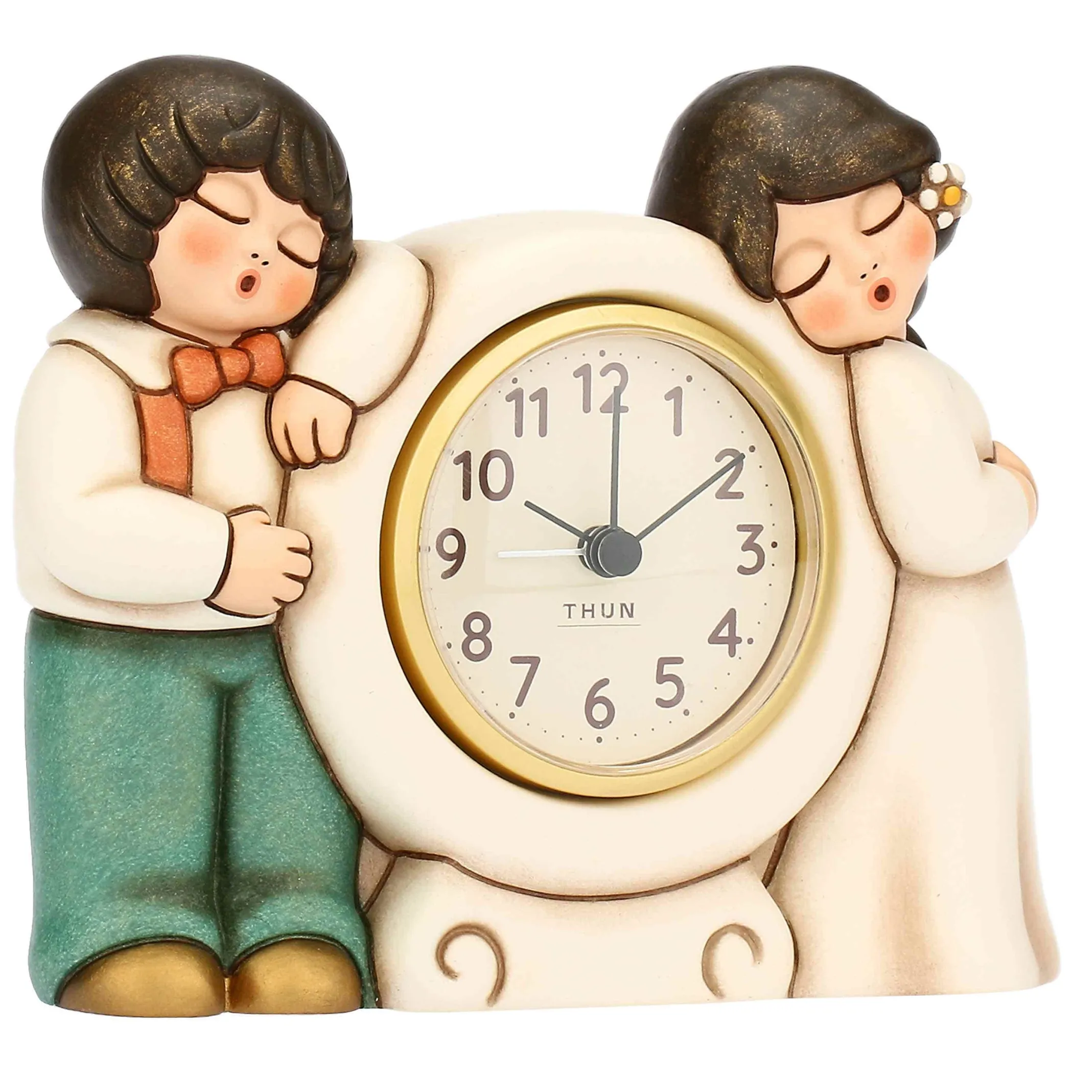 THUN Orologio da tavolo con sposini in ceramica* Bomboniere Anniversario|Bomboniere Matrimonio