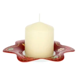 THUN Piattino in porcellana con candela Desideri di Natale* Accessori Natalizi Per La Tavola|Candele Porta Candele