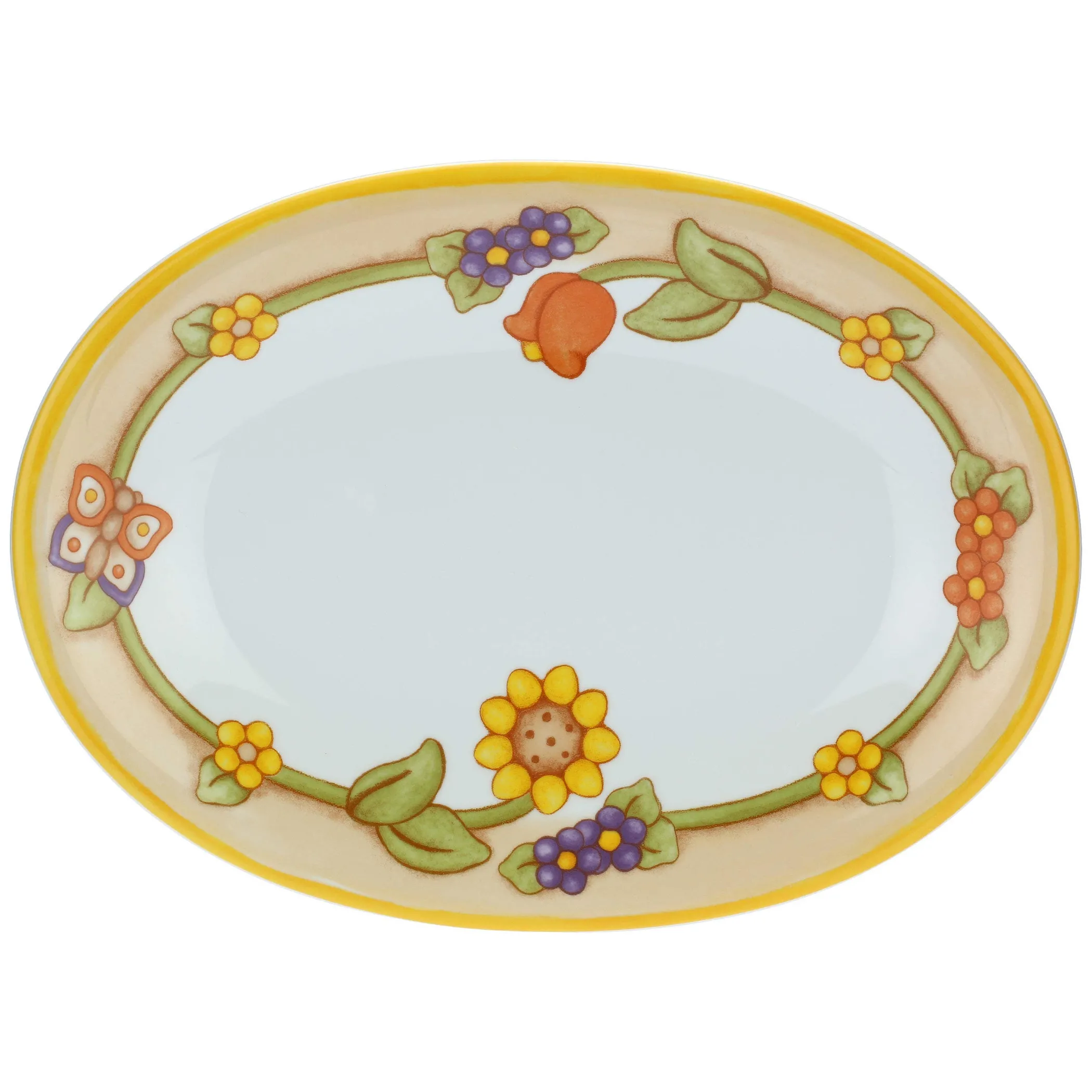 THUN Piatto ovale Country multiuso con fiori e farfalla grande* Country|Piatti E Servizi Di Piatti