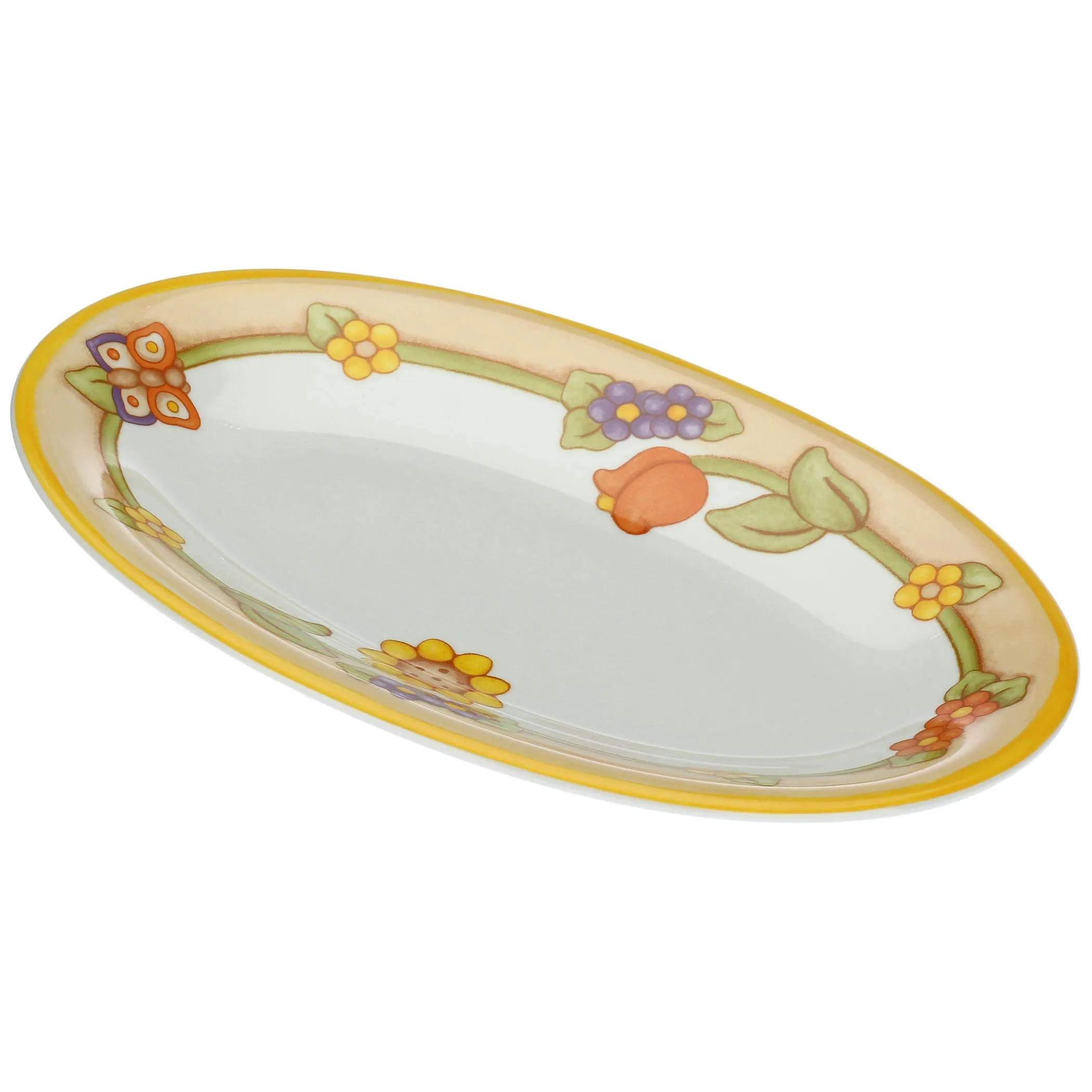 THUN Piatto ovale Country multiuso con fiori e farfalla grande* Country|Piatti E Servizi Di Piatti