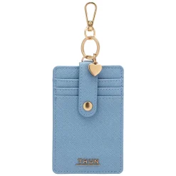 THUN Porta carte con gancio in ecopelle, azzurro* Borse, Portafogli E Trousse