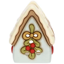 THUN Porta tea-light casetta con vischio in ceramica Inverno Incantato* Candele Porta Candele