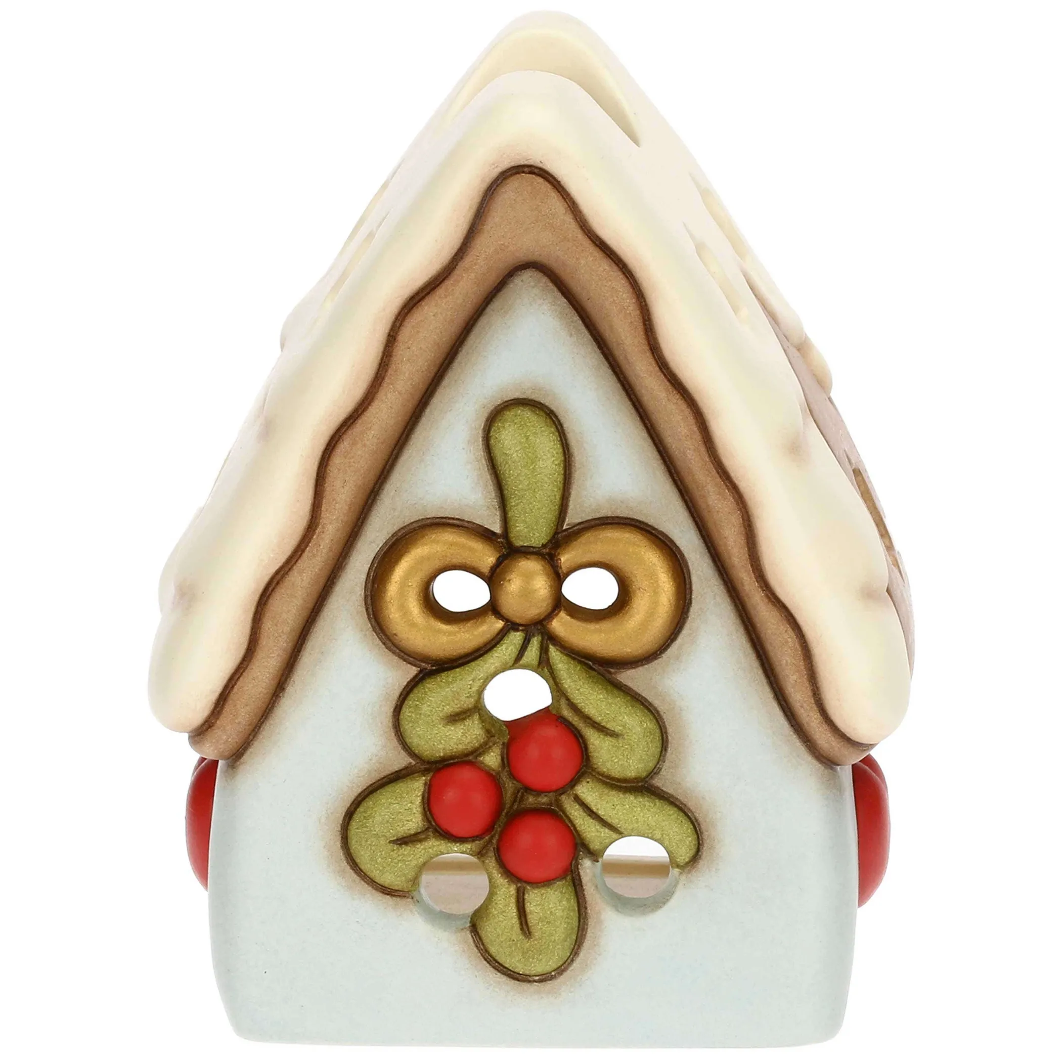 THUN Porta tea-light casetta con vischio in ceramica Inverno Incantato* Candele Porta Candele