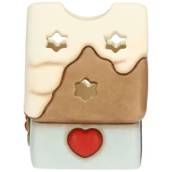 THUN Porta tea-light casetta con vischio in ceramica Inverno Incantato* Candele Porta Candele