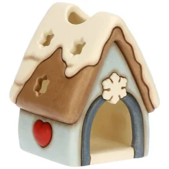 THUN Porta tea-light casetta con vischio in ceramica Inverno Incantato* Candele Porta Candele