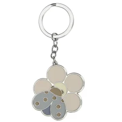 THUN Portachiavi con margherita e coccinella Ella lei in metallo smaltato* Bomboniere Nascita|Portachiavi
