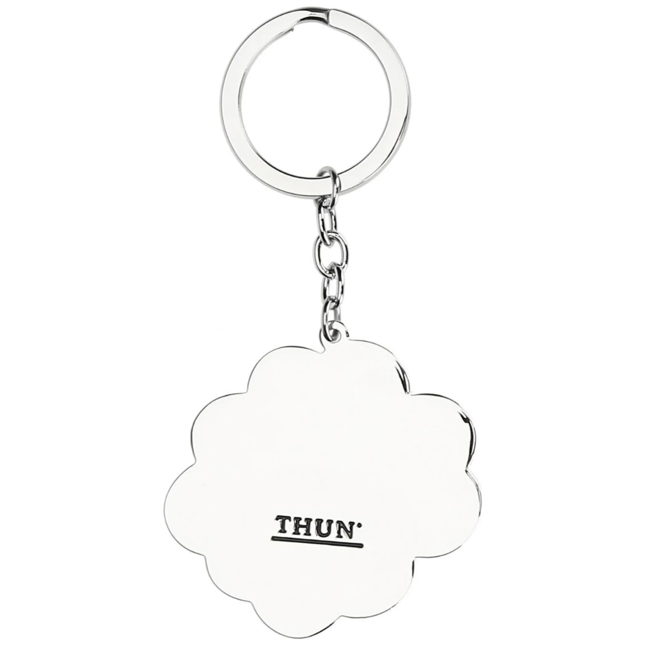 THUN Portachiavi con quadrifoglio e coccinella Ella lui in metallo smaltato* Bomboniere Nascita|Portachiavi