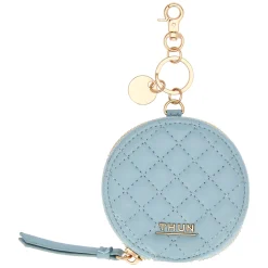 THUN Portachiavi rotondo con zip in ecopelle, azzurro* Portachiavi