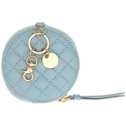 THUN Portachiavi rotondo con zip in ecopelle, azzurro* Portachiavi