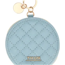 THUN Portachiavi rotondo con zip in ecopelle, azzurro* Portachiavi