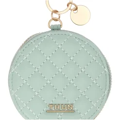 THUN Portachiavi rotondo con zip in ecopelle, verde* Portachiavi