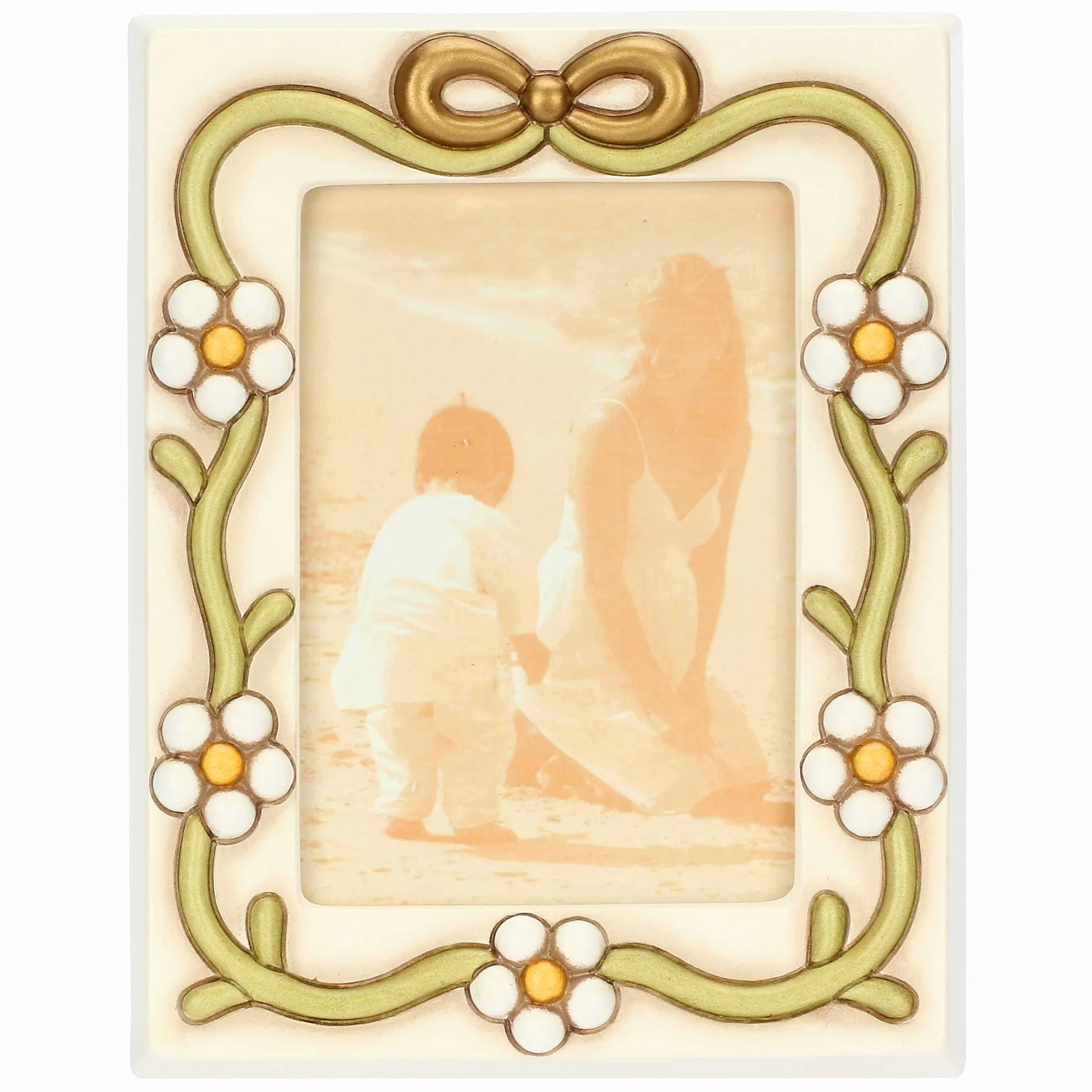 THUN Portafoto con margherite e fiocco in ceramica, medio* Portafoto E Cornici