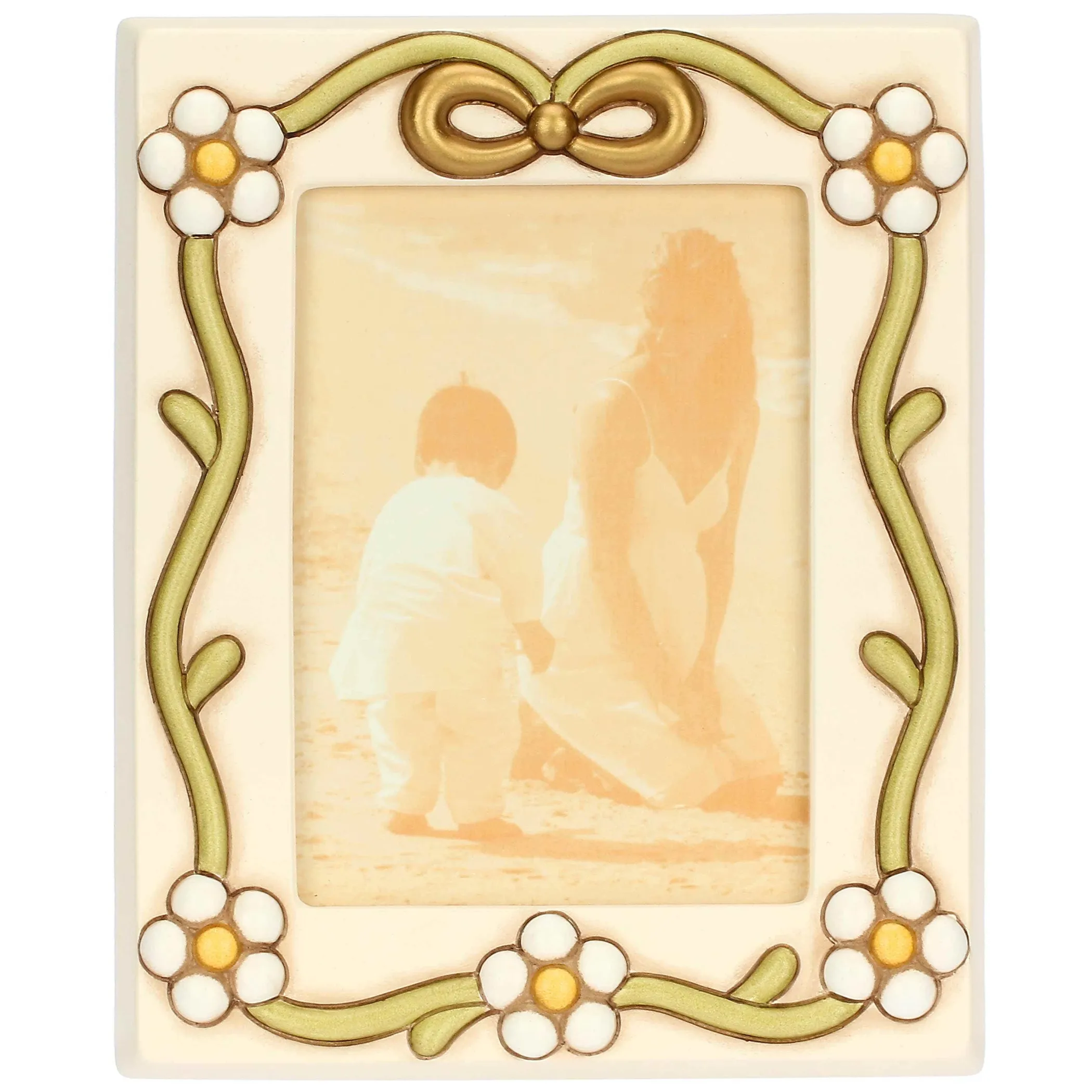 THUN Portafoto con margherite e fiocco in ceramica, grande* Portafoto E Cornici