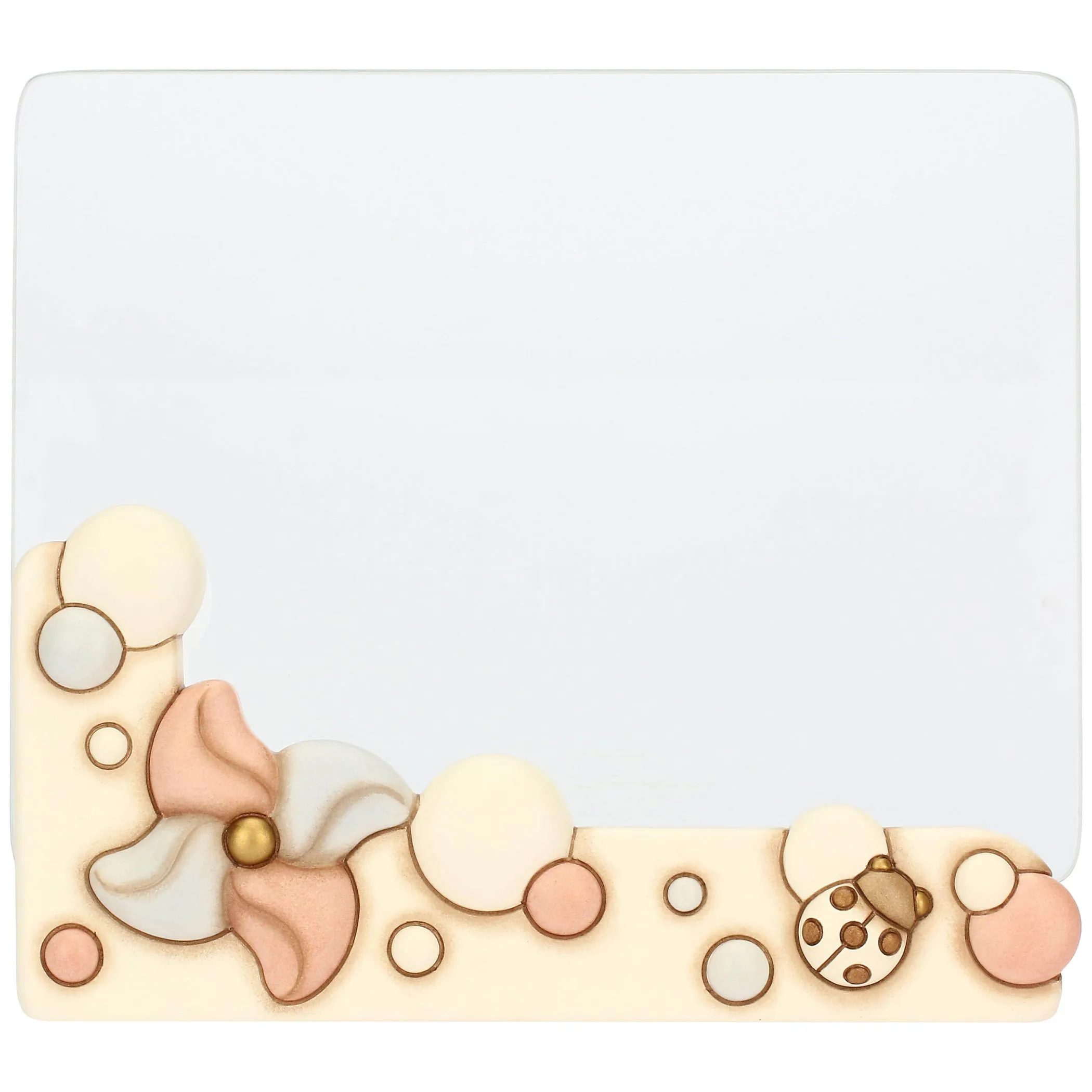 THUN Portafoto in ceramica e vetro girandola e coccinella con calco manina* Portafoto E Cornici