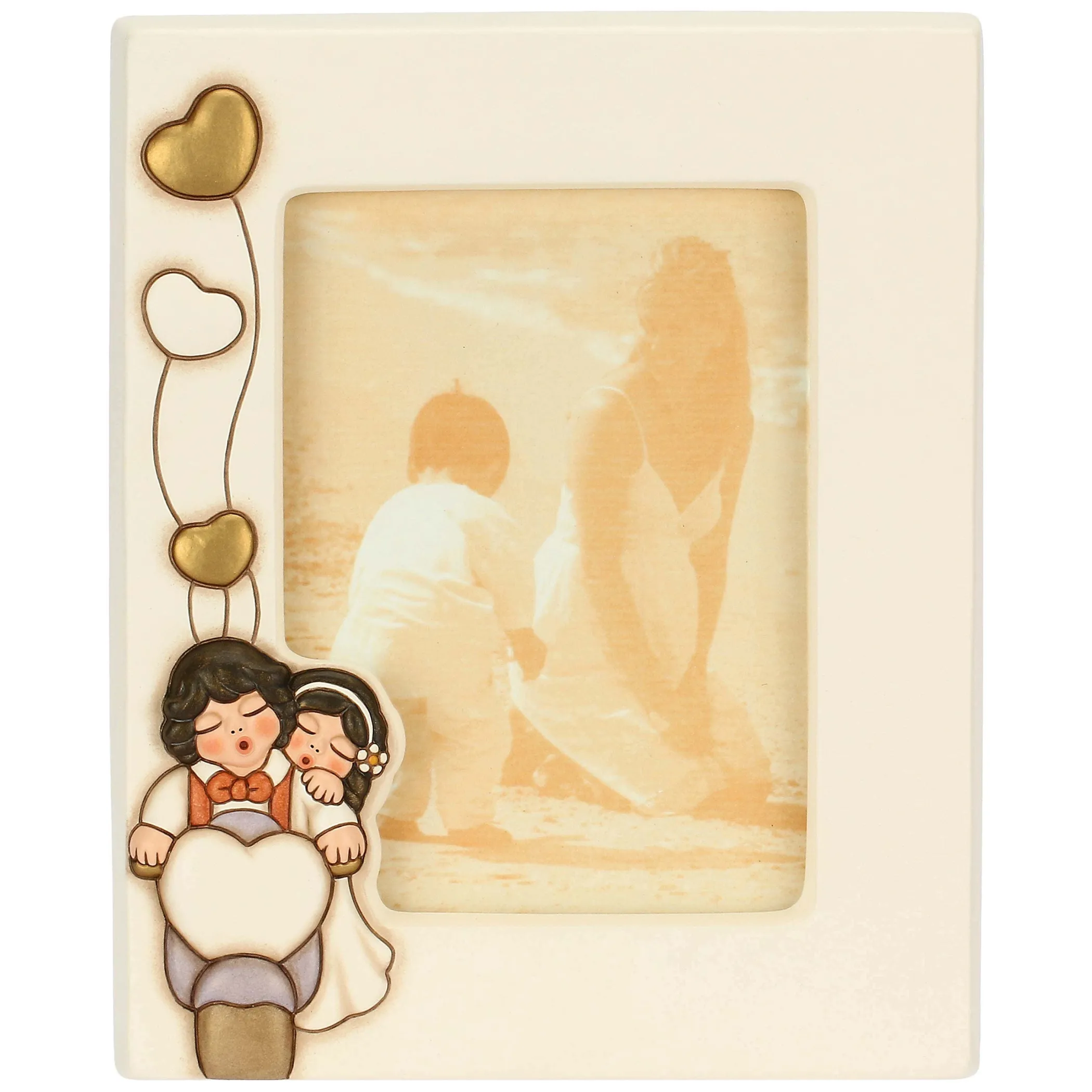 THUN Portafoto in ceramica sposini su moto, grande* Bomboniere Anniversario|Bomboniere Matrimonio