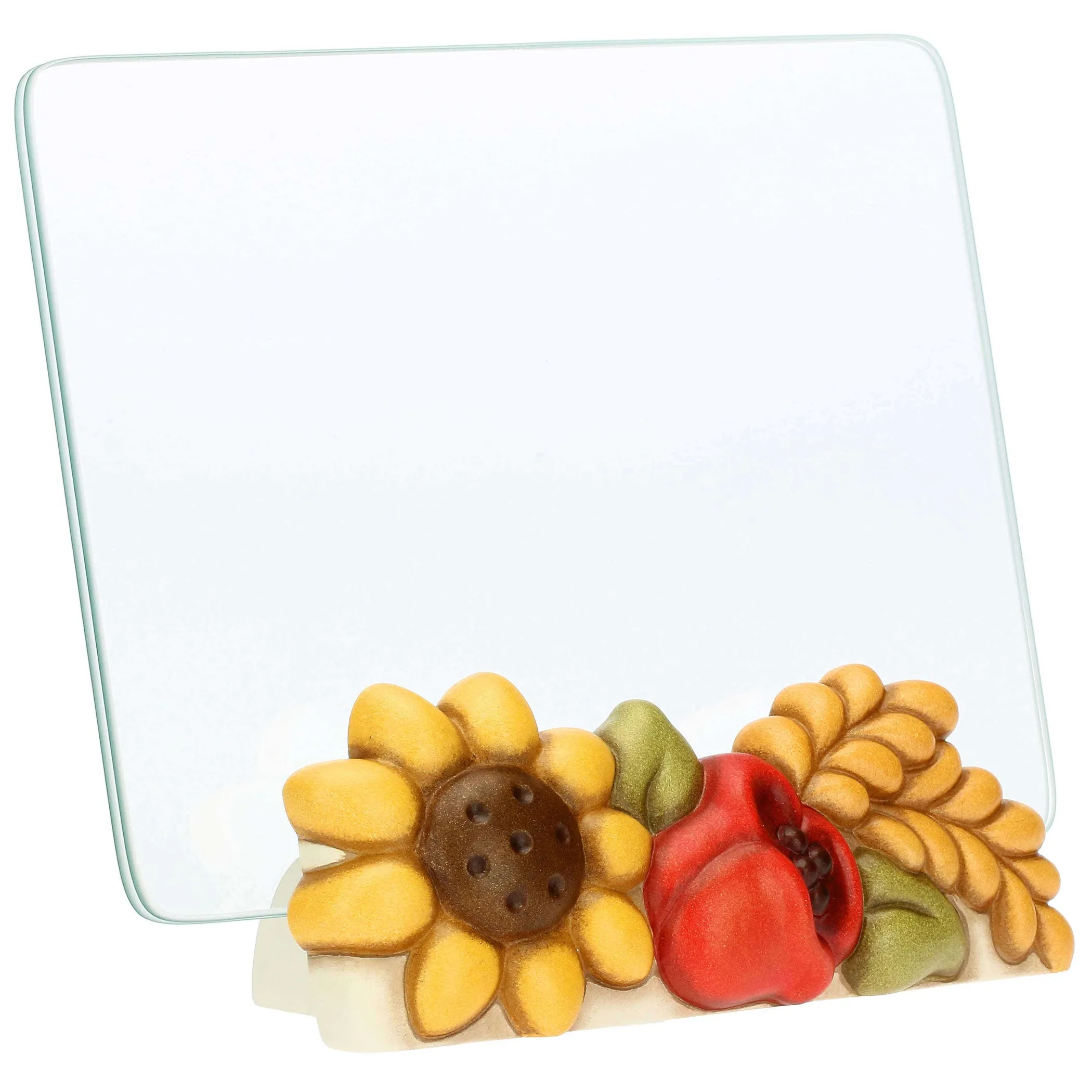 THUN Portafoto in vetro con girasole e papavero Fiori e Fantasia* Portafoto E Cornici