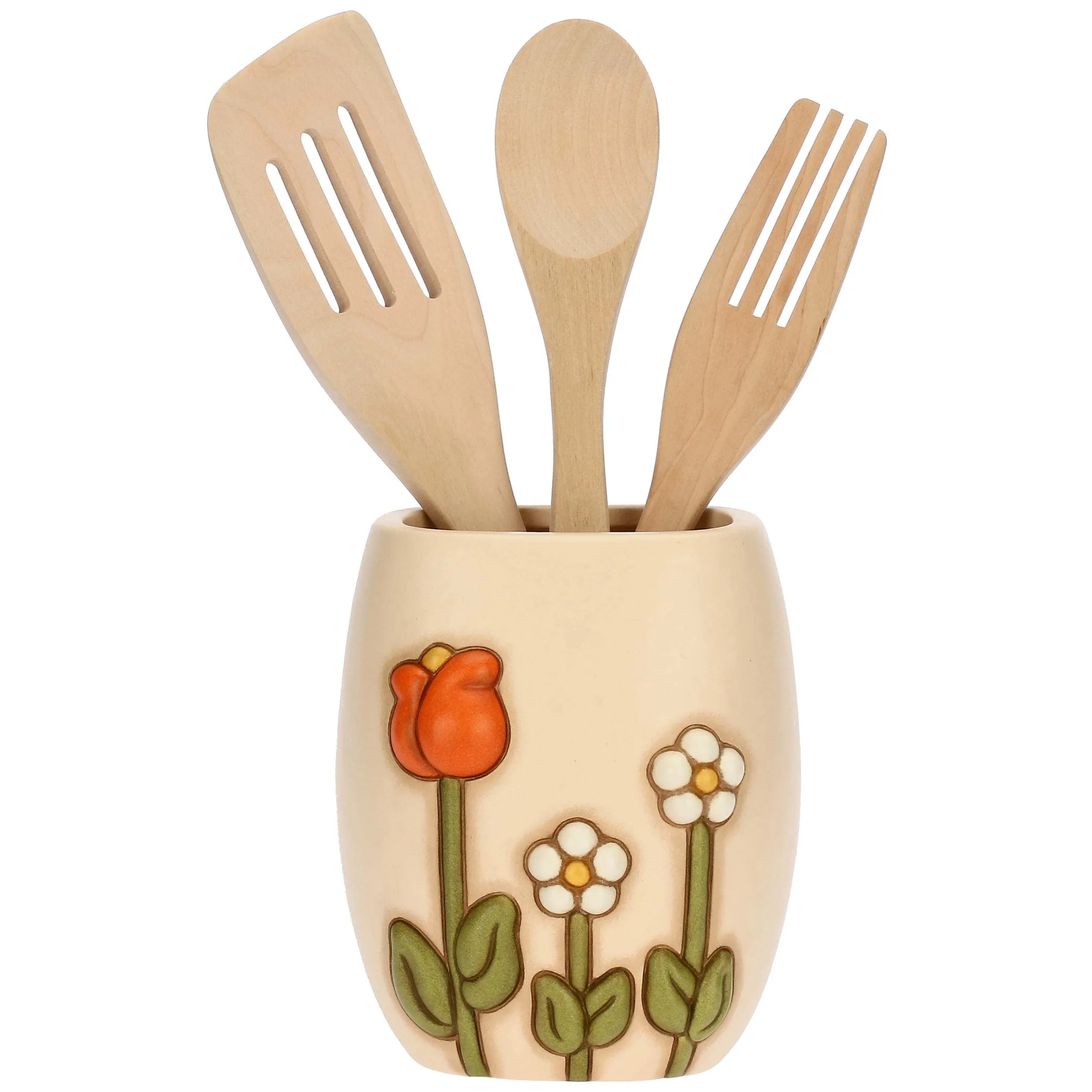 THUN Portamestoli in ceramica con mestoli in legno Happy Country* Posate E Utensili