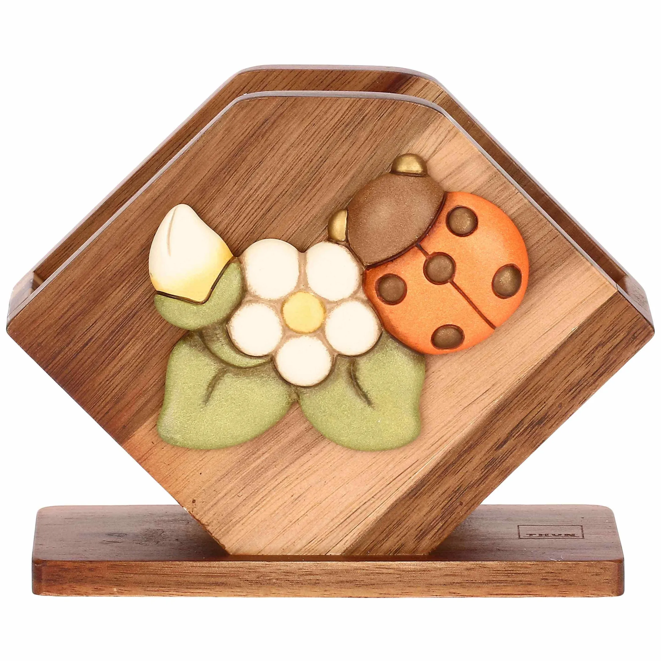 THUN Portatovaglioli in legno e ceramica Country Bloom* Altri Complementi Per La Tavola