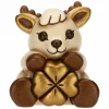 THUN Renna Robin con quadrifoglio portafortuna in ceramica, media* Addobbi Natalizi|Figure