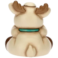 THUN Renna Robin con quadrifoglio portafortuna in ceramica, media* Addobbi Natalizi|Figure