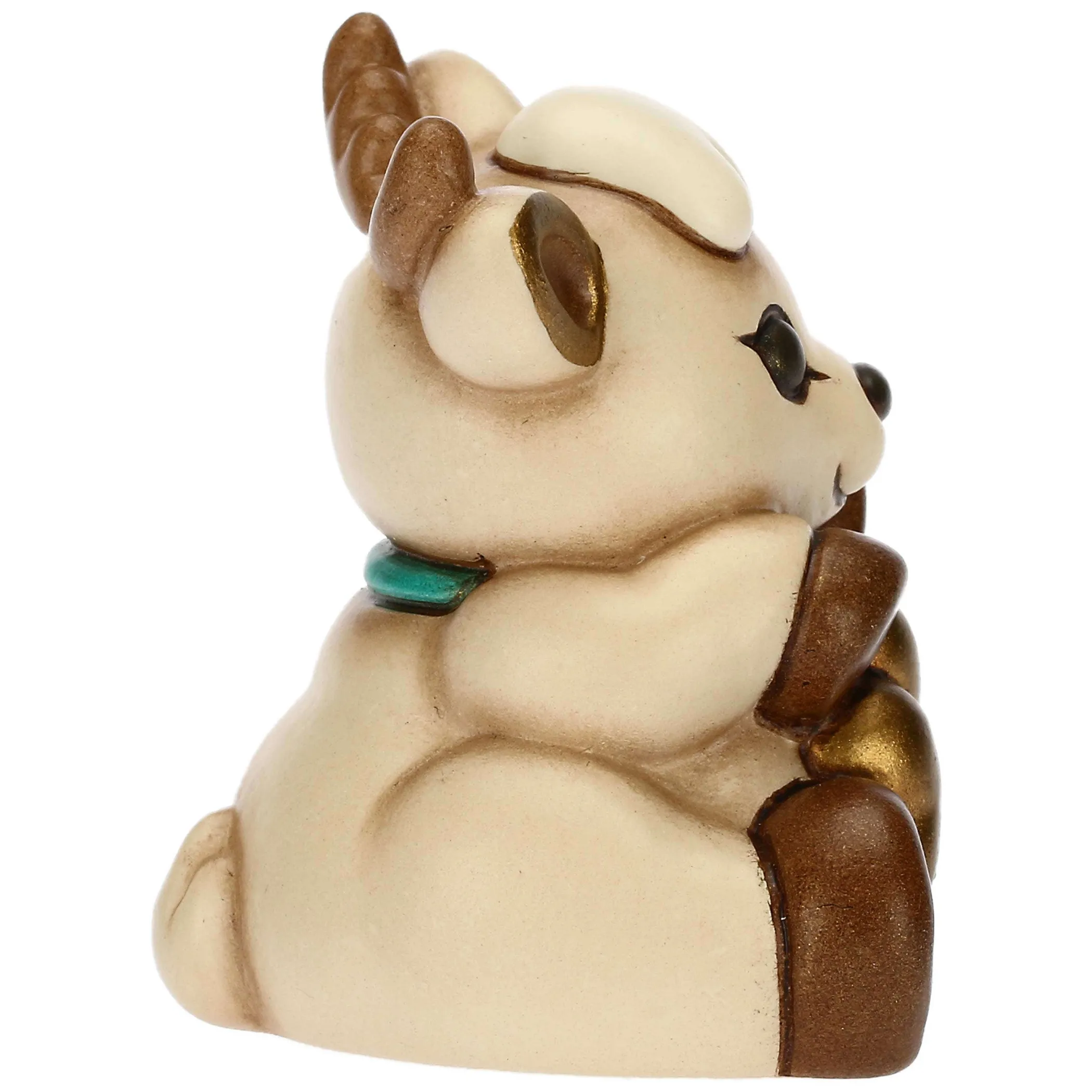 THUN Renna Robin con quadrifoglio portafortuna in ceramica, media* Addobbi Natalizi|Figure