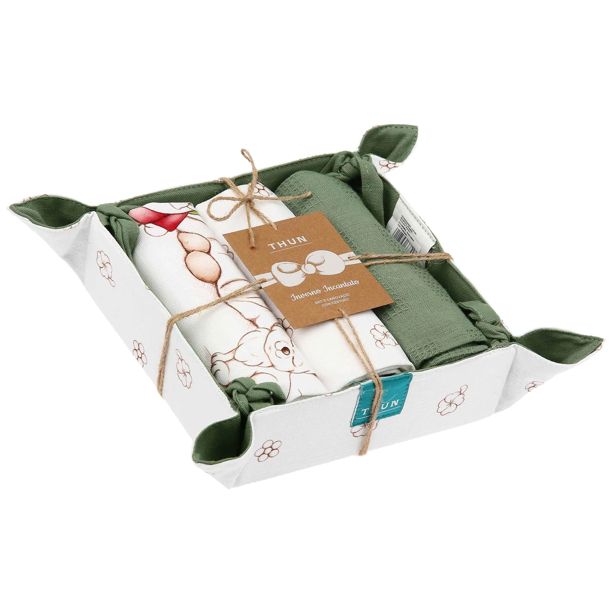 THUN Set 3 canovacci con cestino in tessuto Inverno incantato* Tovaglie Runner E Altro Tessile