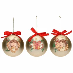 THUN Set 3 palline di Natale oro in poliestere, grandi* Addobbi E Decorazioni Per Albero