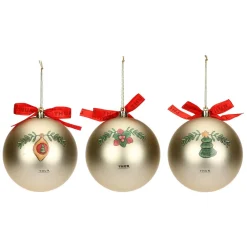 THUN Set 3 palline di Natale oro in poliestere, grandi* Addobbi E Decorazioni Per Albero