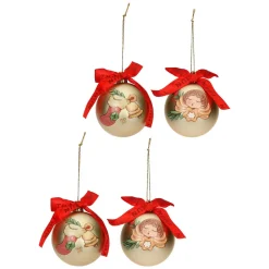 THUN Set 4 palline di Natale oro in poliestere, piccole* Addobbi E Decorazioni Per Albero