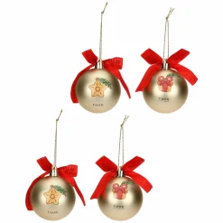 THUN Set 4 palline di Natale oro in poliestere, piccole* Addobbi E Decorazioni Per Albero