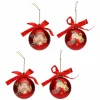 THUN Set 4 palline di Natale rosse in poliestere, piccole* Addobbi E Decorazioni Per Albero