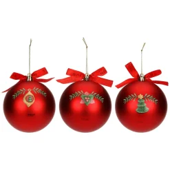 THUN Set 3 palline di Natale rosse in poliestere, grandi* Addobbi E Decorazioni Per Albero