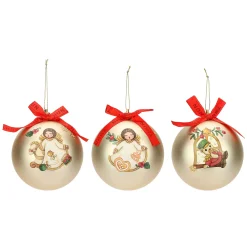 THUN Set 3 palline natalizie oro in poliestere, grandi* Addobbi E Decorazioni Per Albero