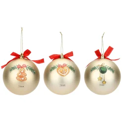 THUN Set 3 palline natalizie oro in poliestere, grandi* Addobbi E Decorazioni Per Albero