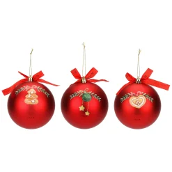 THUN Set 3 palline natalizie rosse in poliestere, grandi* Addobbi E Decorazioni Per Albero