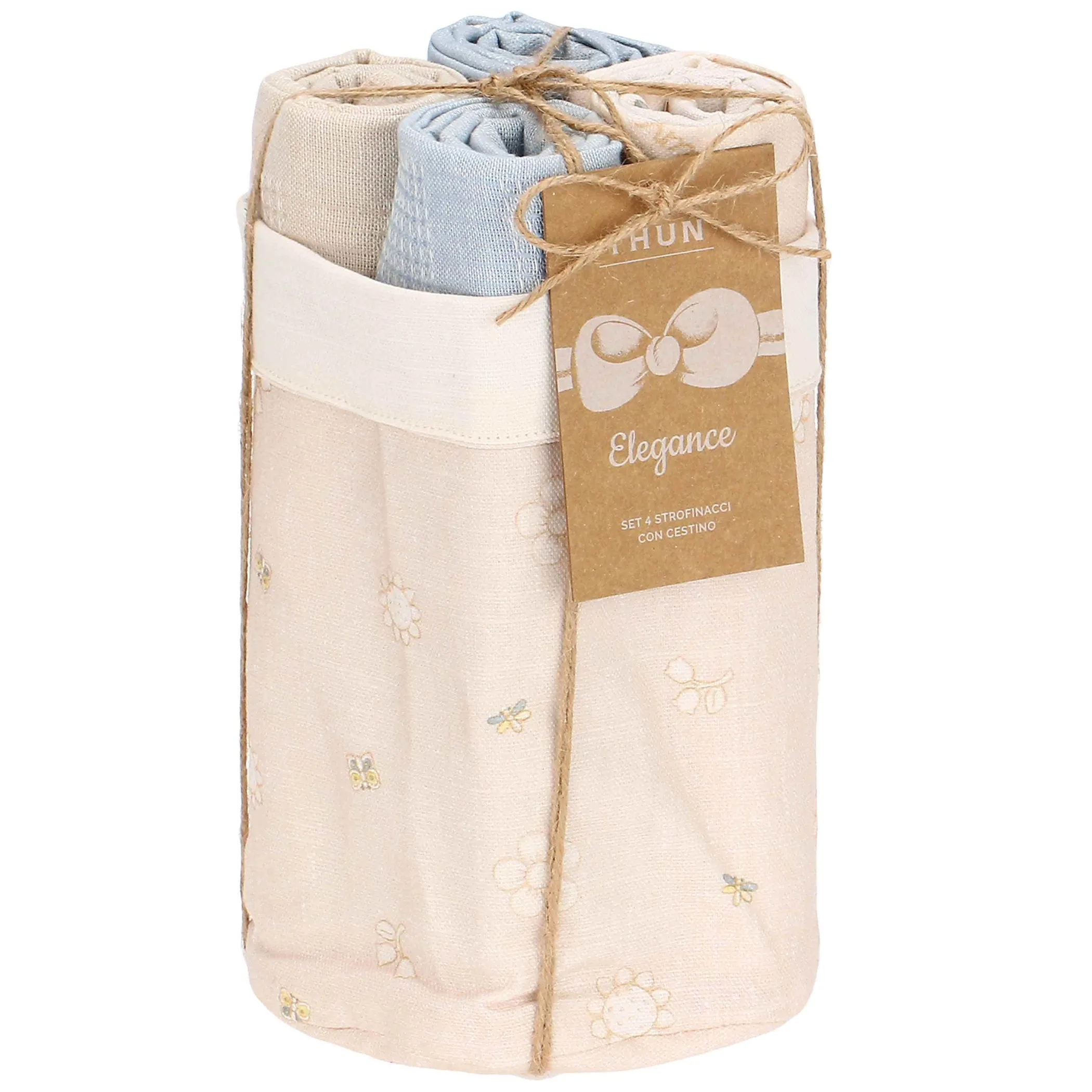 THUN Set 4 strofinacci con cestino in tessuto Elegance* Elegance