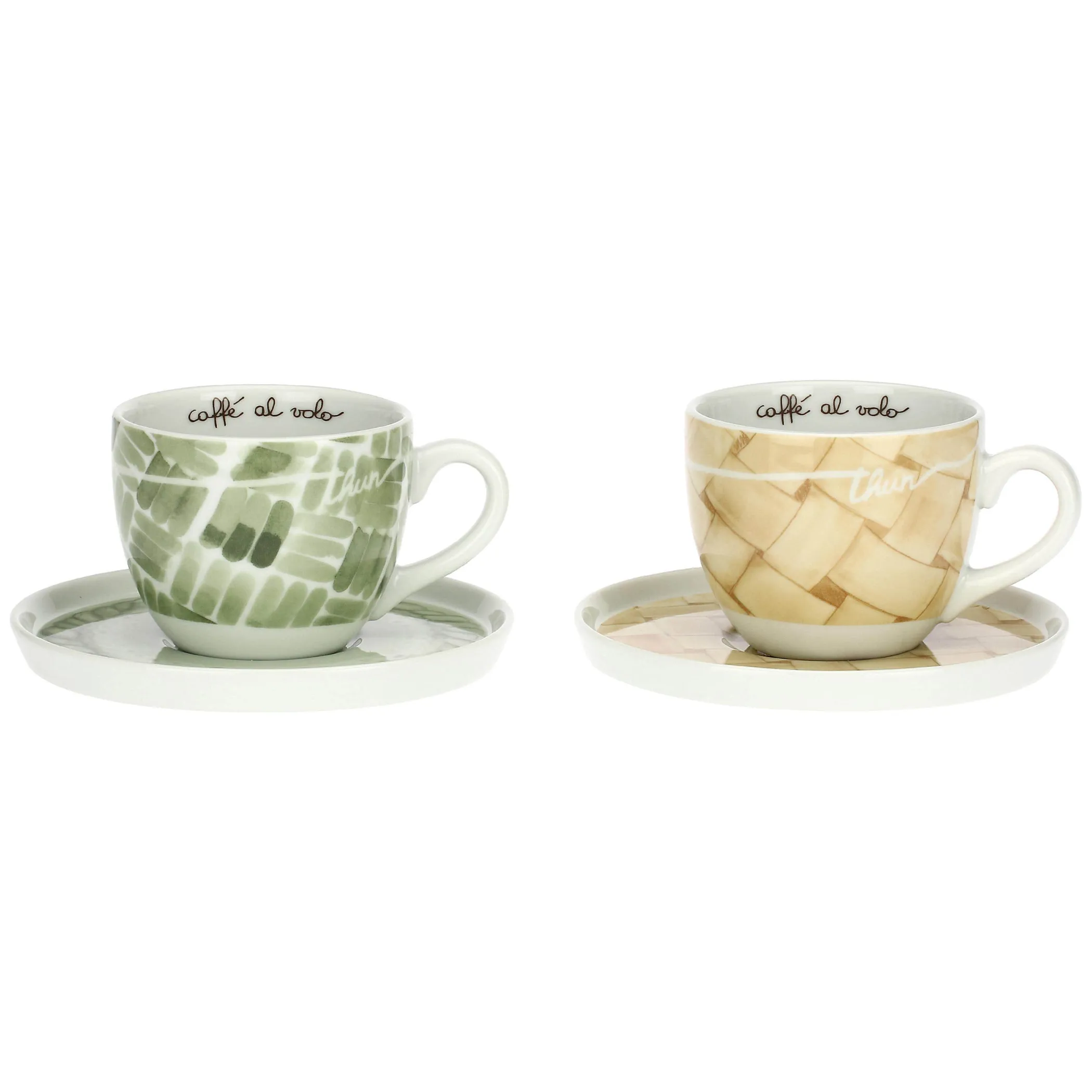 THUN Set 2 tazze colazione con piattino in porcellana AbbracciAMI* Set Tazzine E Tazze