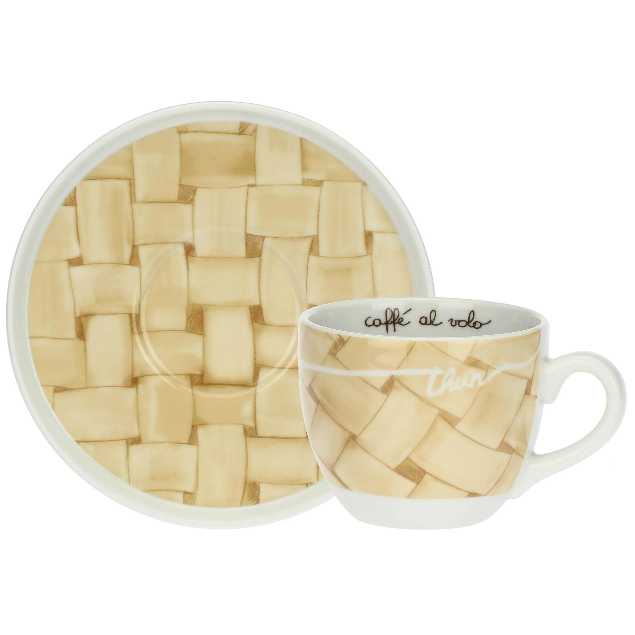 THUN Set 2 tazze colazione con piattino in porcellana AbbracciAMI* Set Tazzine E Tazze