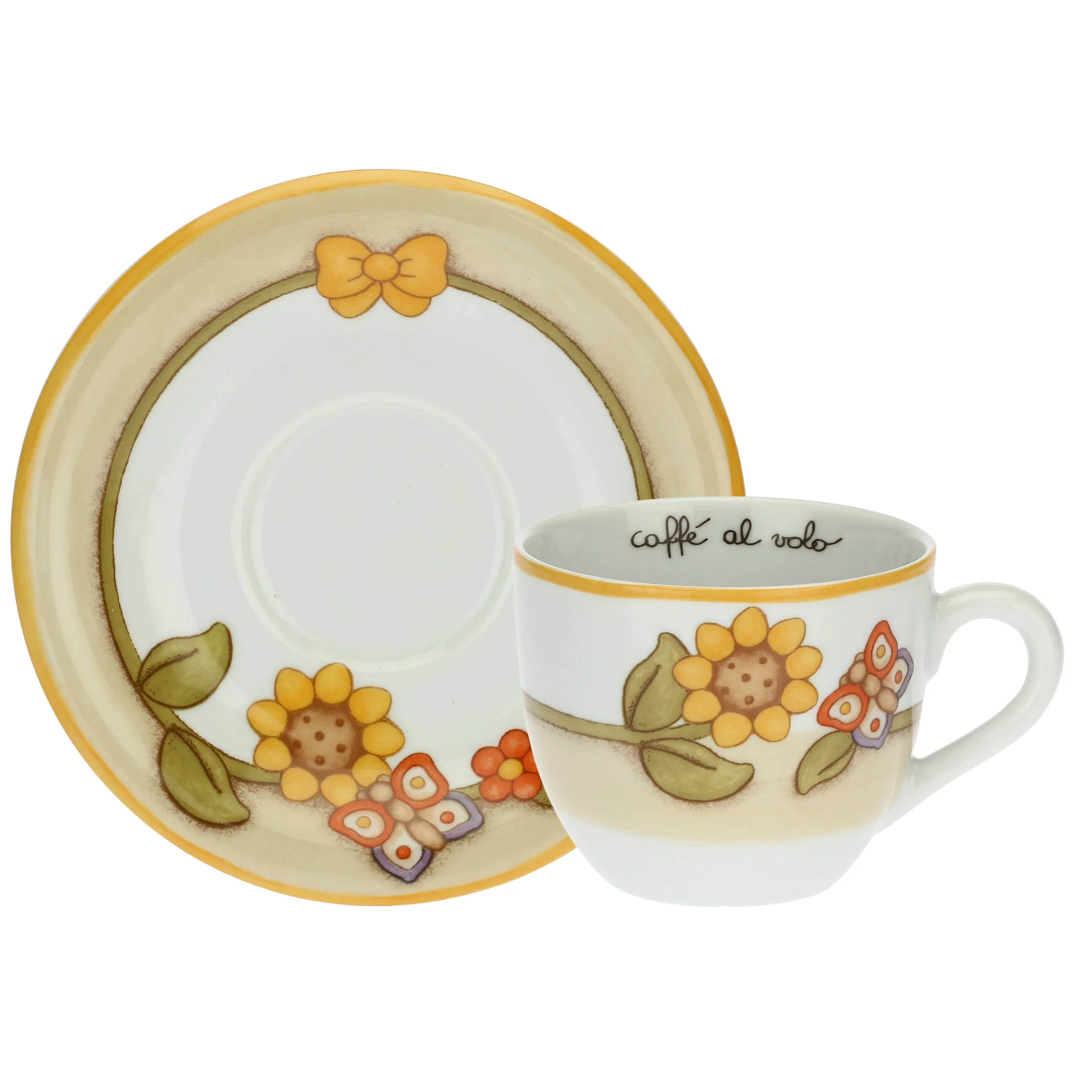 THUN Set 2 tazze Country con fiori, farfalla e uccellino grande* Country|Set Tazzine E Tazze