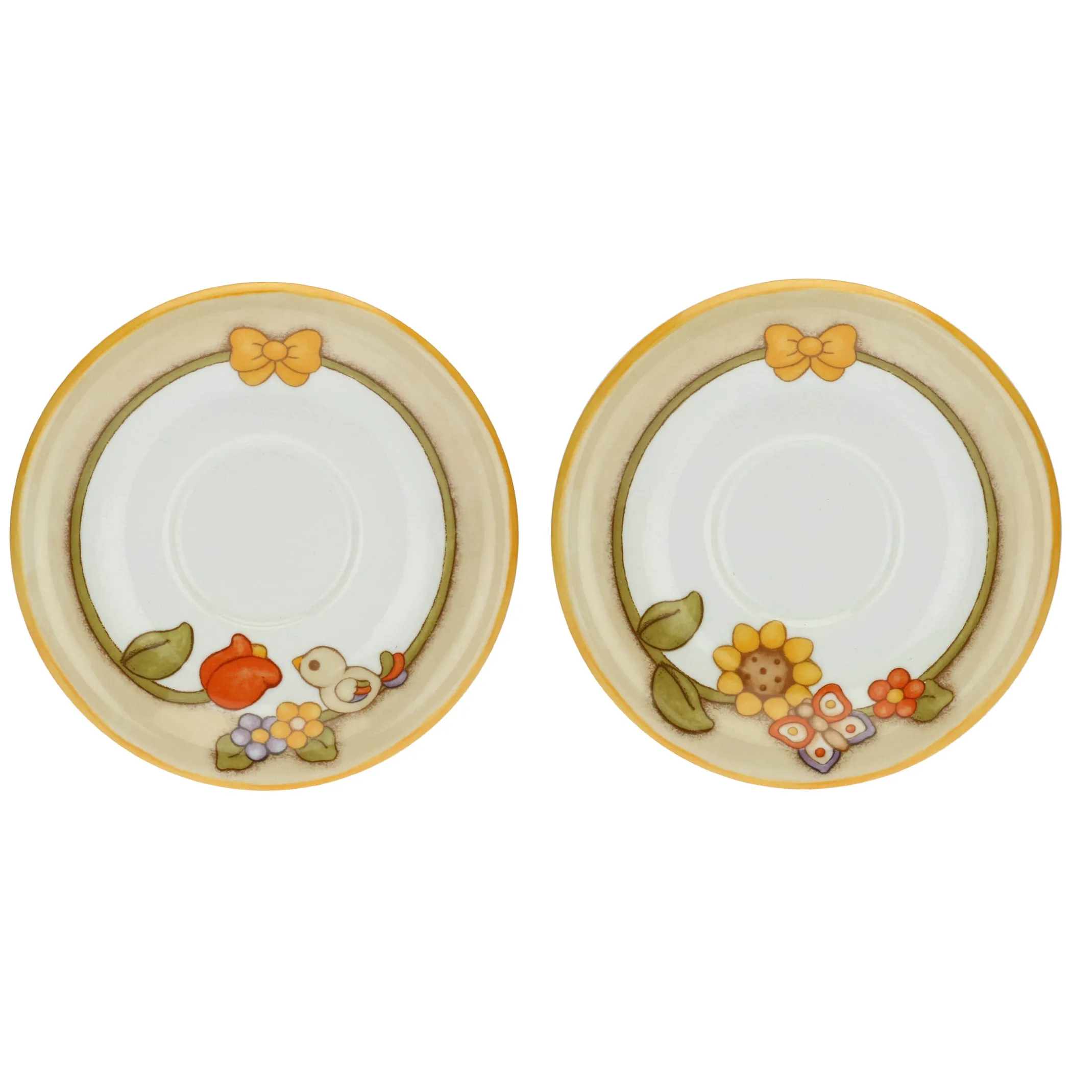 THUN Set 2 tazze Country con fiori, farfalla e uccellino grande* Country|Set Tazzine E Tazze