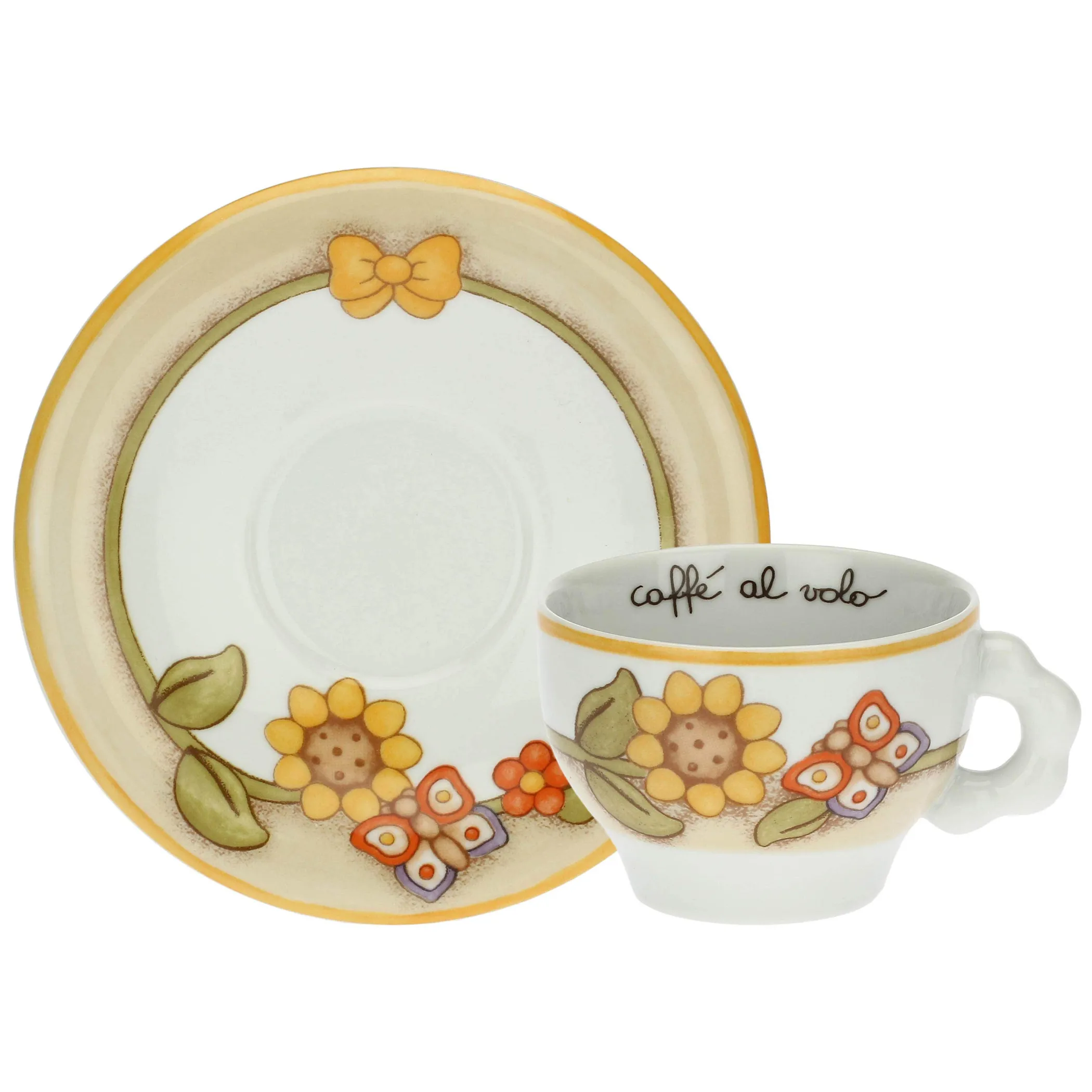 THUN Set 2 tazze Country con fiori, farfalla e uccellino medio* Country|Set Tazzine E Tazze