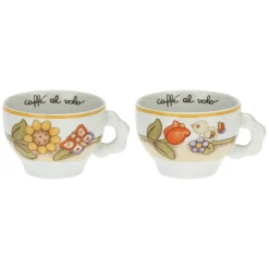 THUN Set 2 tazze Country con fiori, farfalla e uccellino medio* Country|Set Tazzine E Tazze
